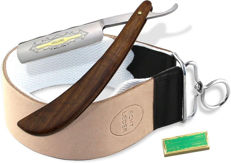 Geschenk Rasier Set Rasiermesser Set Leder Streichriemen + Paste aus Solingen