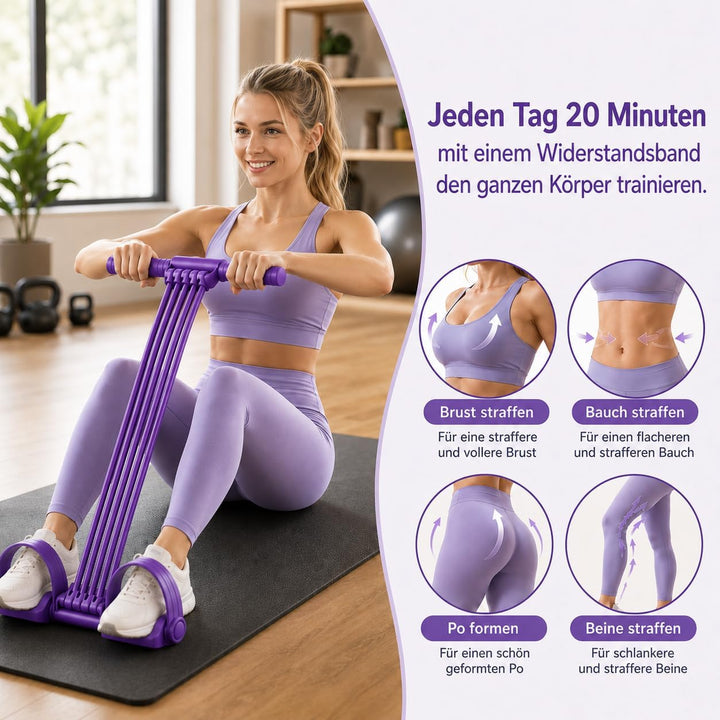 8 Tube Fitnessbänder Mit Griff &amp; Pedal, Upgrade 3-In-1 Multifunktionales Zugseil, Elastischer Widers
