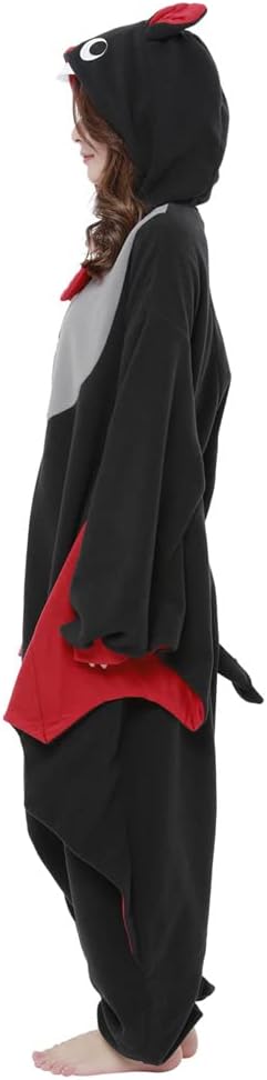 SAZAC Fledermaus Kigurumi - Onesie Jumpsuit Halloween Kostüm M-L Schwarz, M-L Schwarz
