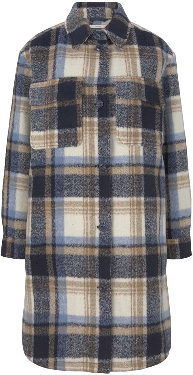 TOM TAILOR Denim Damen 1027029 Oversize Mantel (1er Pack) M 27603 - Cosy Blue Check, M 27603 - Cosy