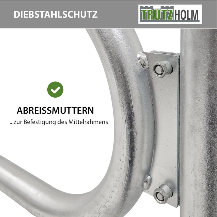 TRUTZHOLM 2x Fahrradanlehnbügel 115 x 124 cm mit Mittelrahmen Stahl feuerverzinkt Ø 60 mm zum Einbet