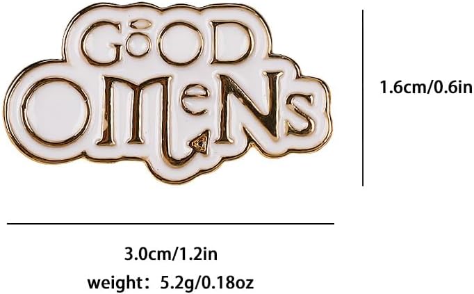 MayDee Good Omens Metall Abzeichen Accessoires Für Kleidung, 5 Stück Good Omens Fanfiction Badge Eng