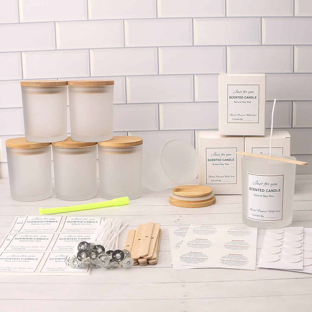 MILIVIXAY Mattierte Kerzengläser aus Glas mit Deckeln und Kerzenherstellungs-Sets, leere Kerzengläse