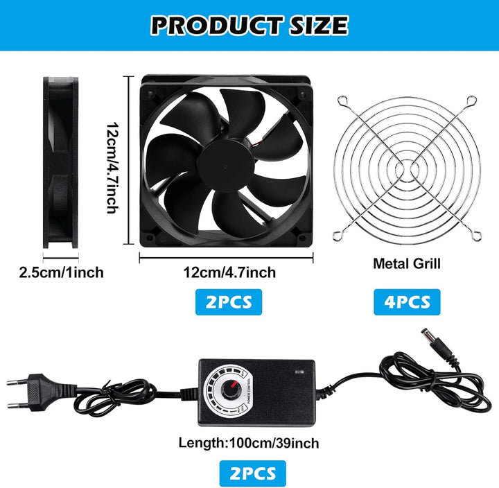 2 Stück Mini Abluftventilator 120mm, DC12V Rauchabzug Ventilator, Mini Absaugventilator 2750rpm, Axi