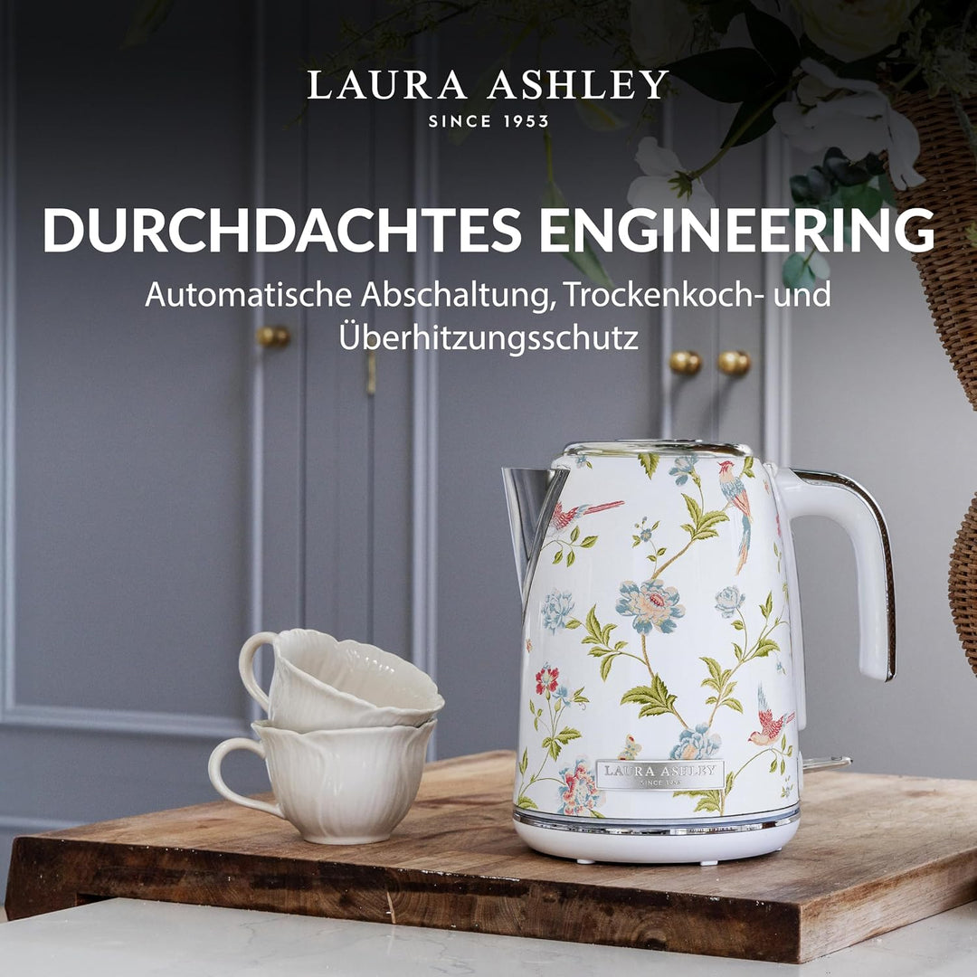 Laura Ashley Elveden Weiss Kabelloser Elektrischer Wasserkocher von VQ. Edelstahl-Wasserkocher 1.7 L