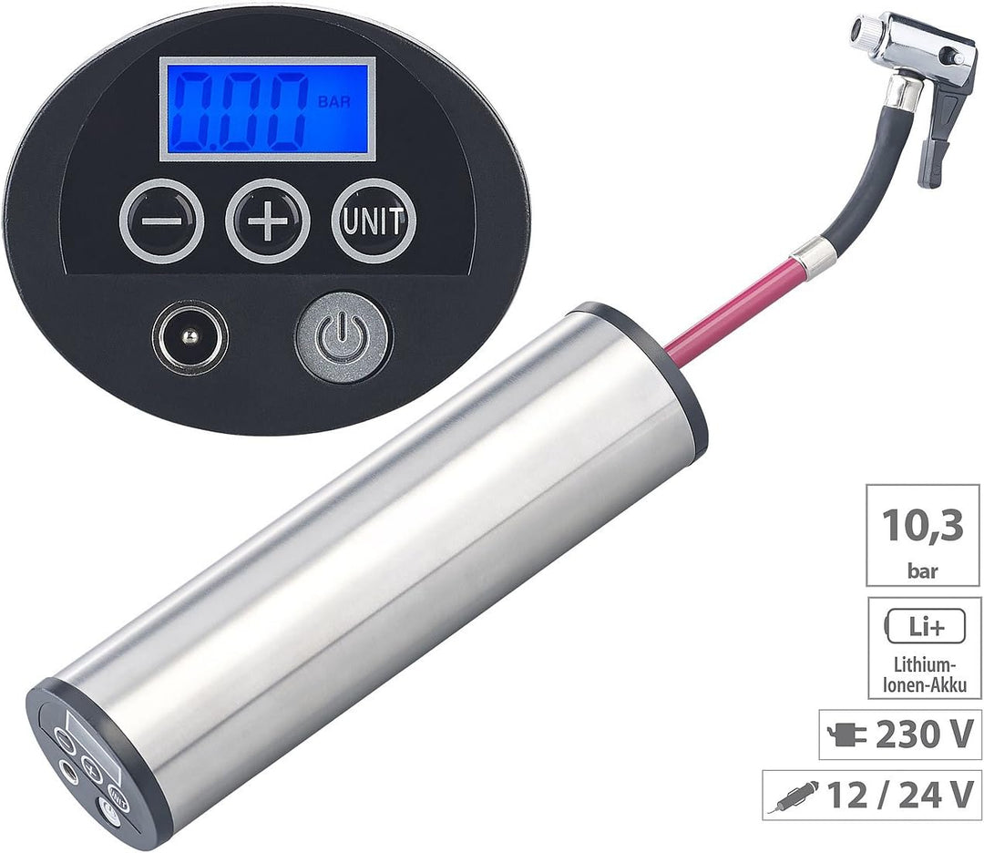 AGT Professional Fahrradpumpe Kompressor: Akku-Kompressor-Luftpumpe für Reifen, Bälle u.v.m., LCD, b