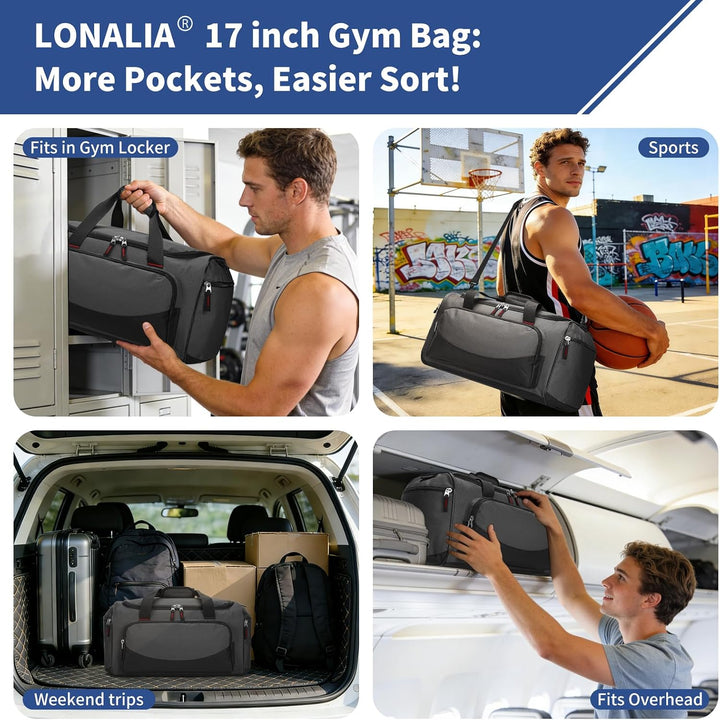 30L Kleine Sporttasche Reisetasche - 43x26x26cm Handgepäck Weekender Gym Tasche für Sport Training U