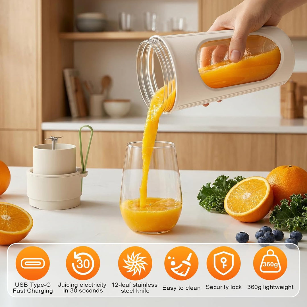 450ml Tragbarer Mixer für Smoothie,Leistungsstarker Mini Standmixer,Auslaufsicherer Deckel,Type-C La