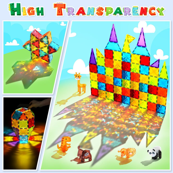 Theefun Magnetische Bausteine 110 Teile, Magnetbausteine Magnetspielzeug Magnet Spielzeug für Kinder