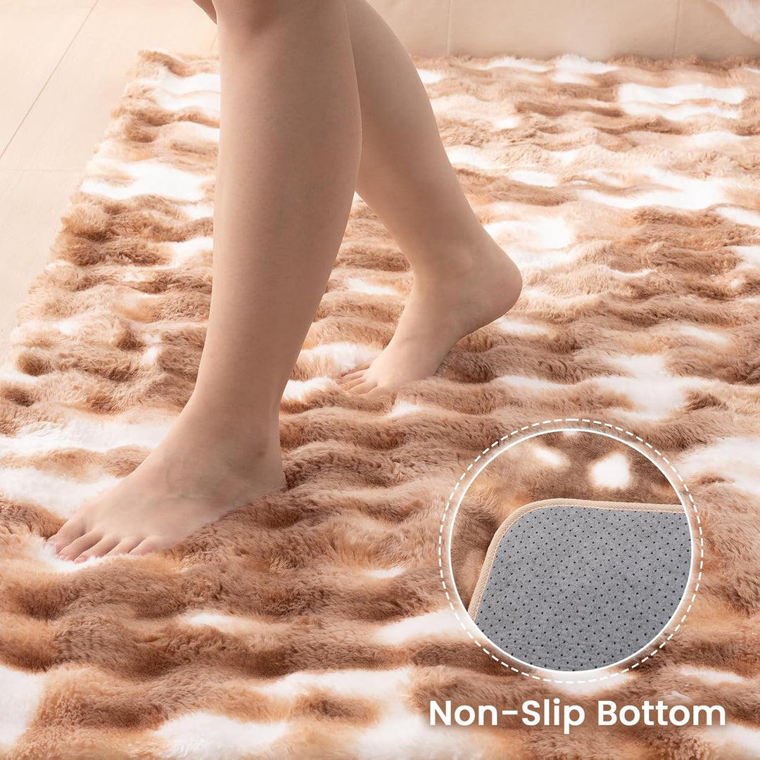 Vamcheer Flauschiger Wohnzimmer Teppiche Bubble- Superweicher Flanell-Wohnzimmerteppich Waschbarer,