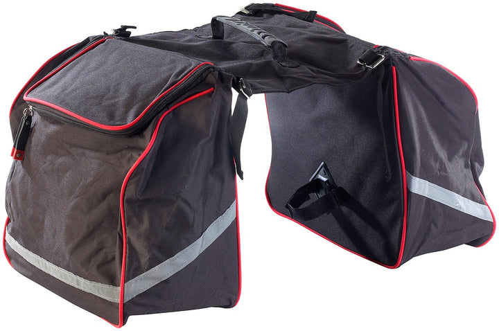 Xcase Fahrradtaschen: Doppel-Gepäckträgertasche, wasserabweisend, mit Reflektions-Streifen (Fahrradt