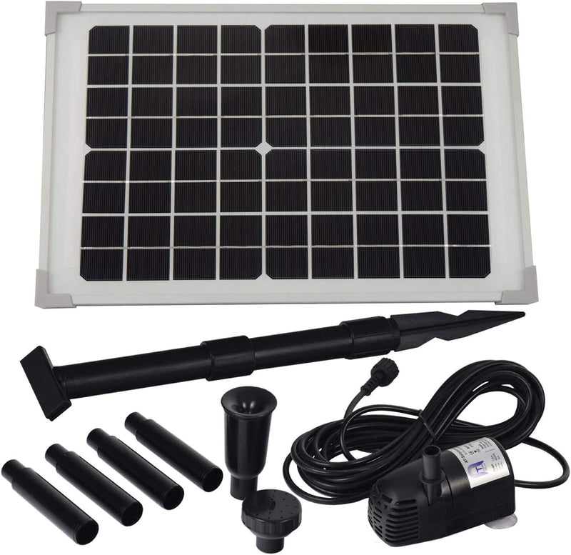 Agora-Tec® Monokristallines Solar Teichpumpen Set AT-10W Hmax.: 600l/h Fontainenhöhe: 1,00m, 10 Watt