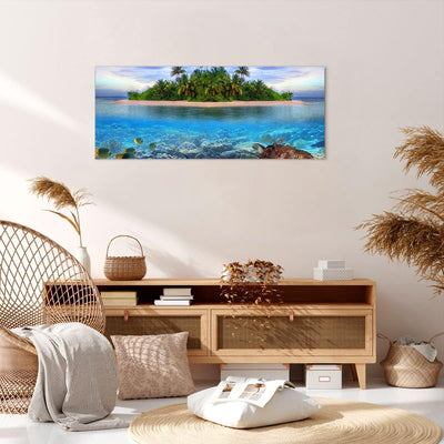 Wandbilder Dekoration Wohnzimmer Strand lagune wasser ozean Panorama Bilder auf Leinwand 120x50cm Le