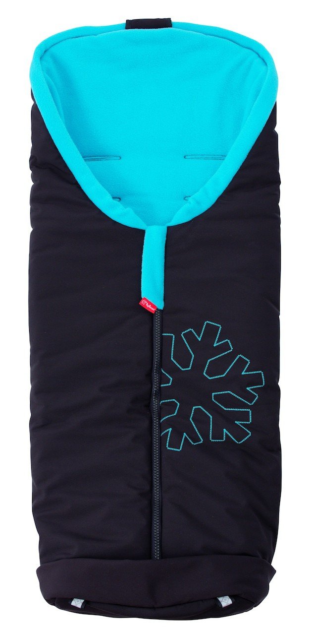 ByBoom - Softshell Winterfusssack Thermo Aktiv für Kinderwagen und Buggy, Farbe:Schwarz/Aqua, Schwar