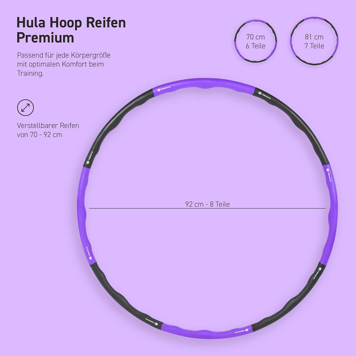 MSPORTS Hula Hoop Reifen Premium mit Schaumstoff und grössenverstellbar, Fitness Hula Hoop zur Gewic