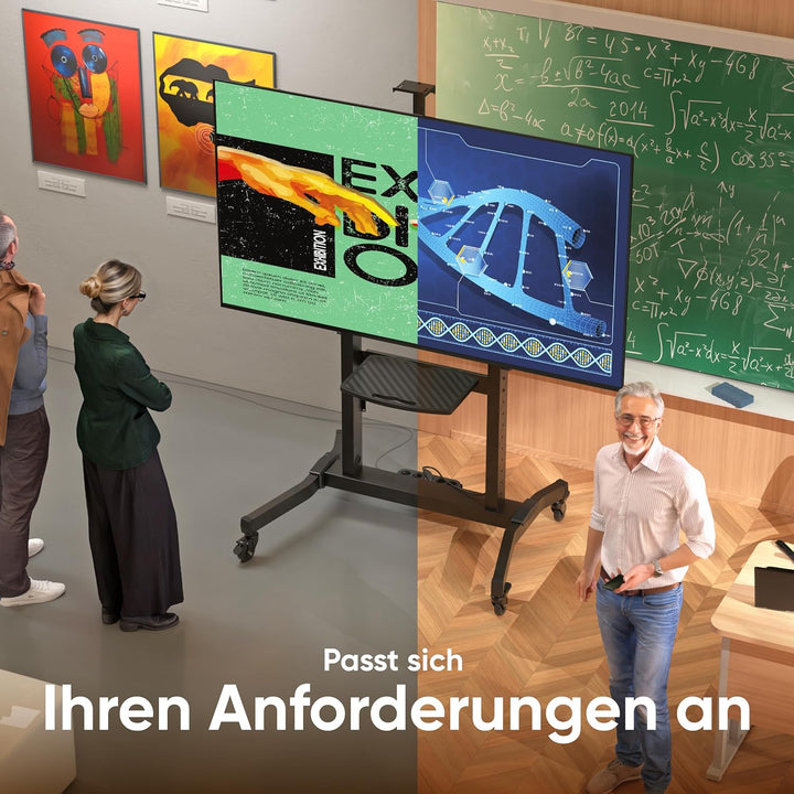 ONKRON TV Ständer rollbar für 50-100 Zoll TV bis zu 120 kg - TV Ständer höhenverstellbar & neigbar m