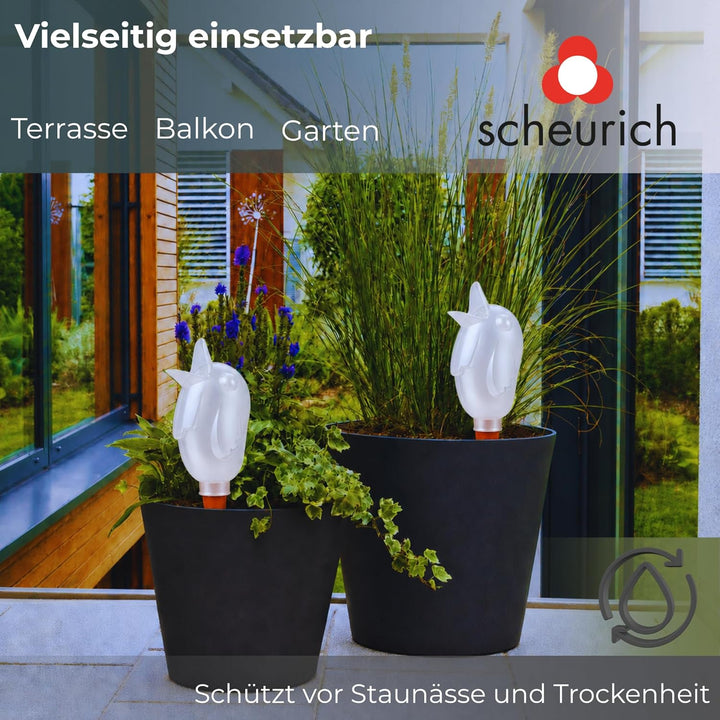 Scheurich Wasserspeicher Bördy XL | 2X Weiss | 620ml Füllmenge | Bewässerungskugel klein mit Ton Fus