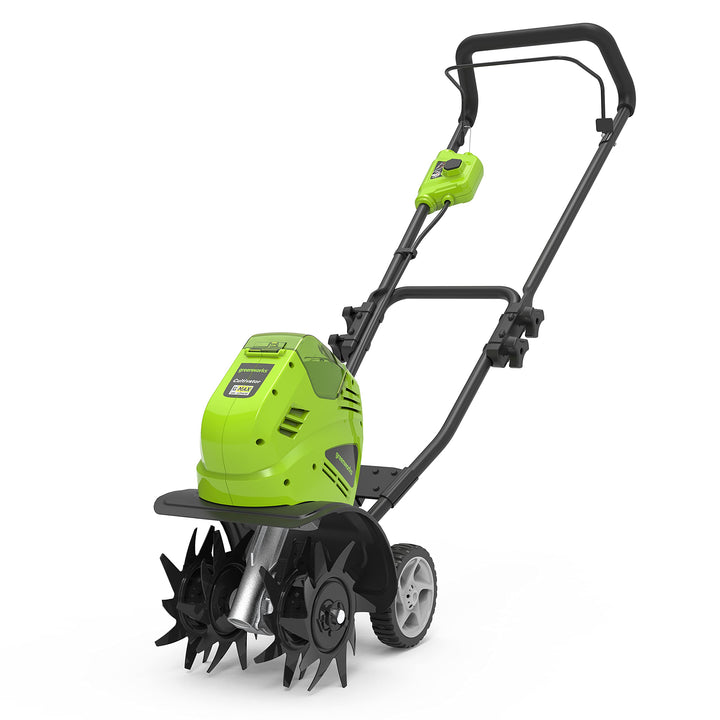 Greenworks G40TL Akku Gartenfräse, Rasenfräse mit Frontzinken, 25 cm Arbeitsbreite, 13 cm Frästiefe