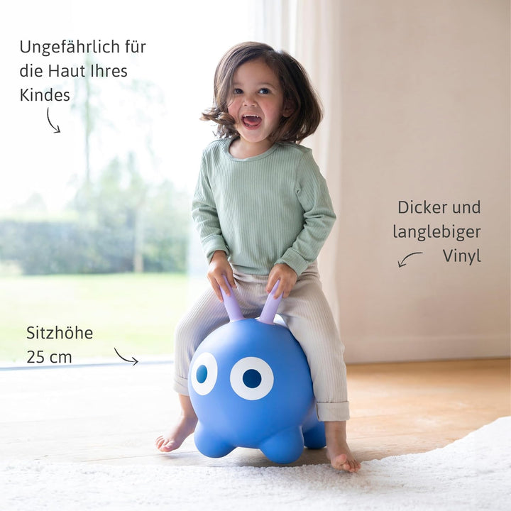 Quut – Skippi-Sprungtier – Aufblasbares Hüpfspielzeug – drinnen und draussen – Pumpe inklusive – 35