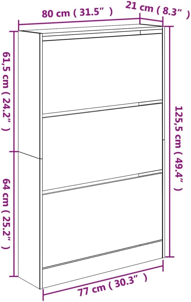 Gecheer Schuhschrank 3 Fächer Schuhablage Schuhregal Schuhständer Schuhaufbewahrung Schuhkipper Schu