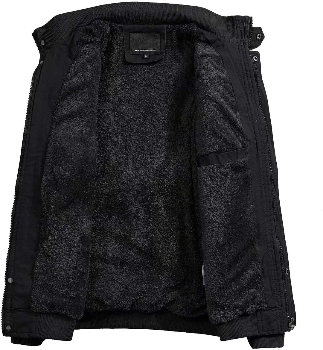 MAGCOMSEN Winterjacke Herren Warm Gefüttert Fleecejacke Cargo Casual Übergangsjacke Baumwolle Army J