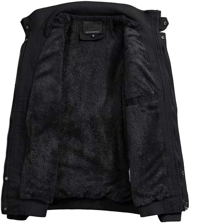MAGCOMSEN Winterjacke Herren Warm Gefüttert Fleecejacke Cargo Casual Übergangsjacke Baumwolle Army J
