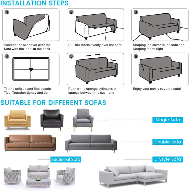 ele ELEOPTION Sofa Überwürfe elastische Stretch Sofabezug 2er Set 3 Sitzer für L Form Sofa inkl. 2 S