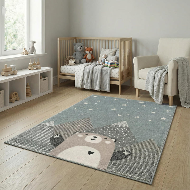 Jimri Teppich Kinderzimmer - Teppiche für Kinderzimmer, Kinderteppich Junge, Kinderteppich mit Berge