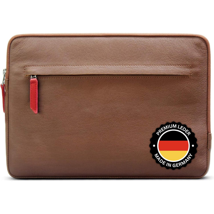 Pack & Smooch Für MacBook Pro 16 Hülle Pflanzlich Gegerbtes Leder Handmade in Germany Grau/Hellbraun
