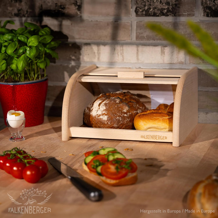 Brotkasten aus Buchenholz ca. 32x25x16cm M Rollbrotkasten traditionell Brotbox mit Roll-Deckel Handm