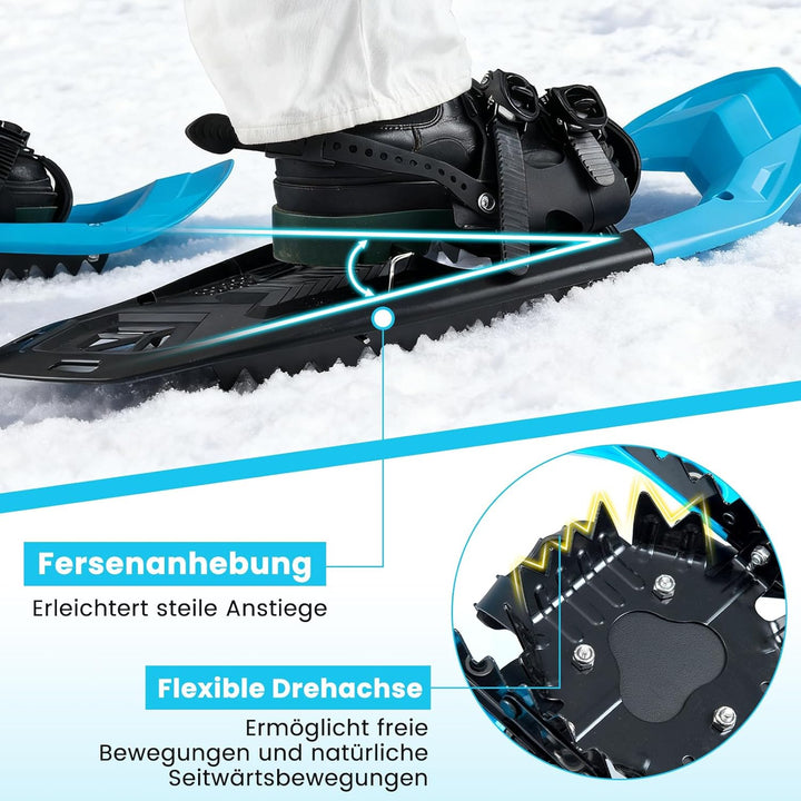 COSTWAY Schneeschuhe mit Steighilfe, Schuhgrösse 35-45 bis 90kg, leichtes Schneeschuh-Set mit Trekki