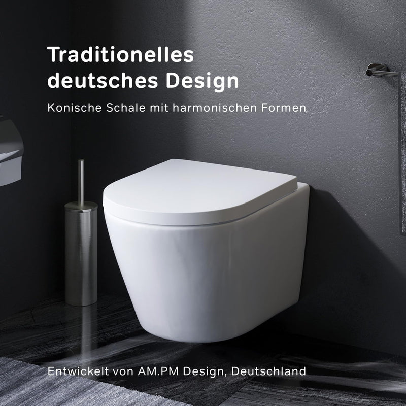 Spülrandloses Wand-WC mit Softclose Toilettensitz - WC-Sitz aus Duroplast mit Absenkautomatik SoftCl