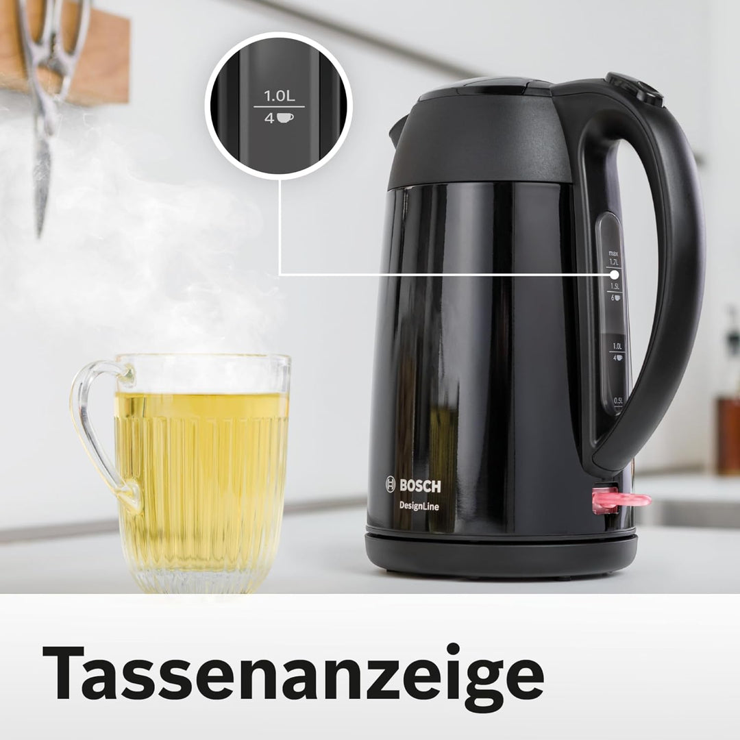 Bosch kabelloser Wasserkocher DesignLine TWK3P423 DesignLine kabelloser Wasserkocher, Ausgiessen ohn