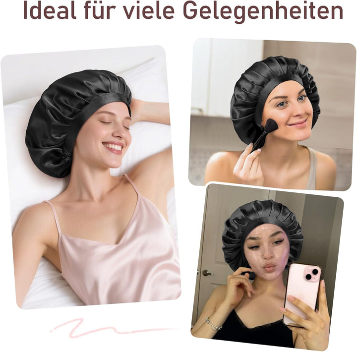 LitBear 22 Momme Seidenhaube zum Schlafen - Schlafmütze aus 100% Maulbeerseide, 100% Silk Bonnet mit