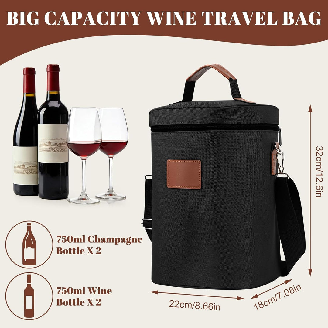 Kühltasche für 4 Flasche, Flaschenkühler für Unterwegs, Flaschentasche Isolierter Weintasche Biertas