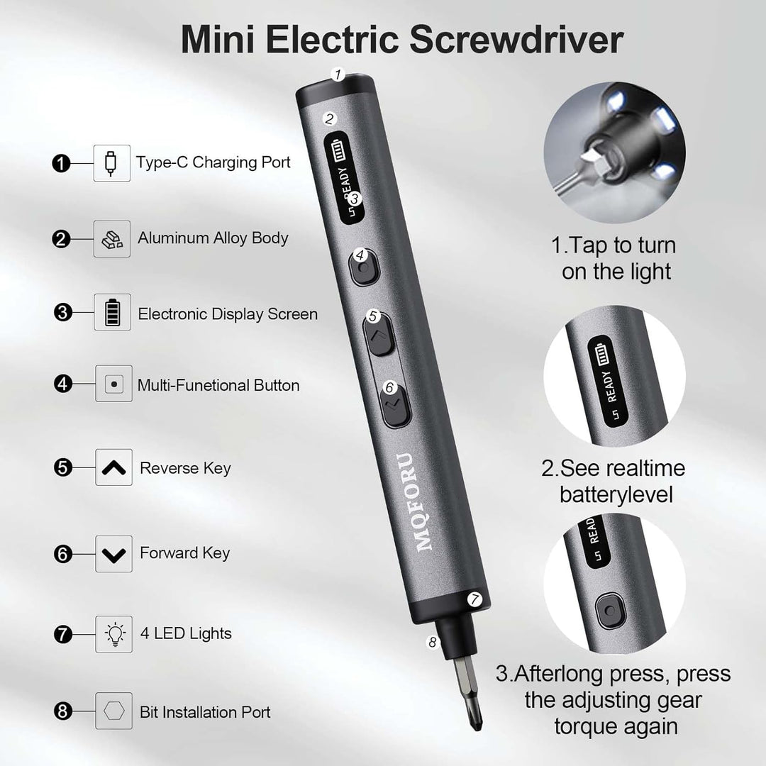 MQFORU Mini-Elektro-Schraubendreher-Set, 78 in 1 Präzisions-Elektro-Schraubendreher mit 72 magnetisc