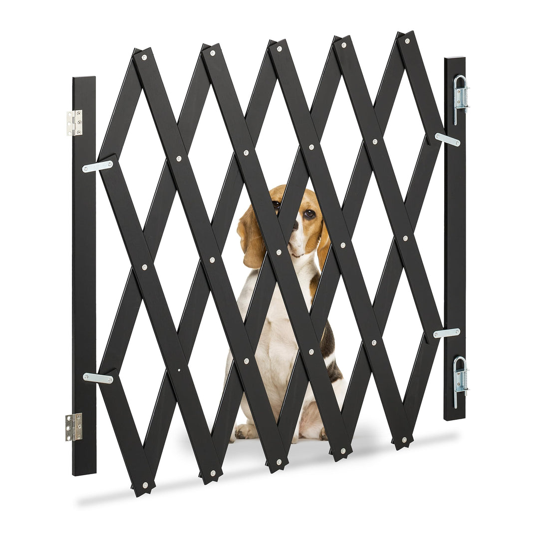 Relaxdays Hundeabsperrgitter, ausziehbar bis 126 cm, 70-82 cm hoch, Bambus, Hunde Schutzgitter für T