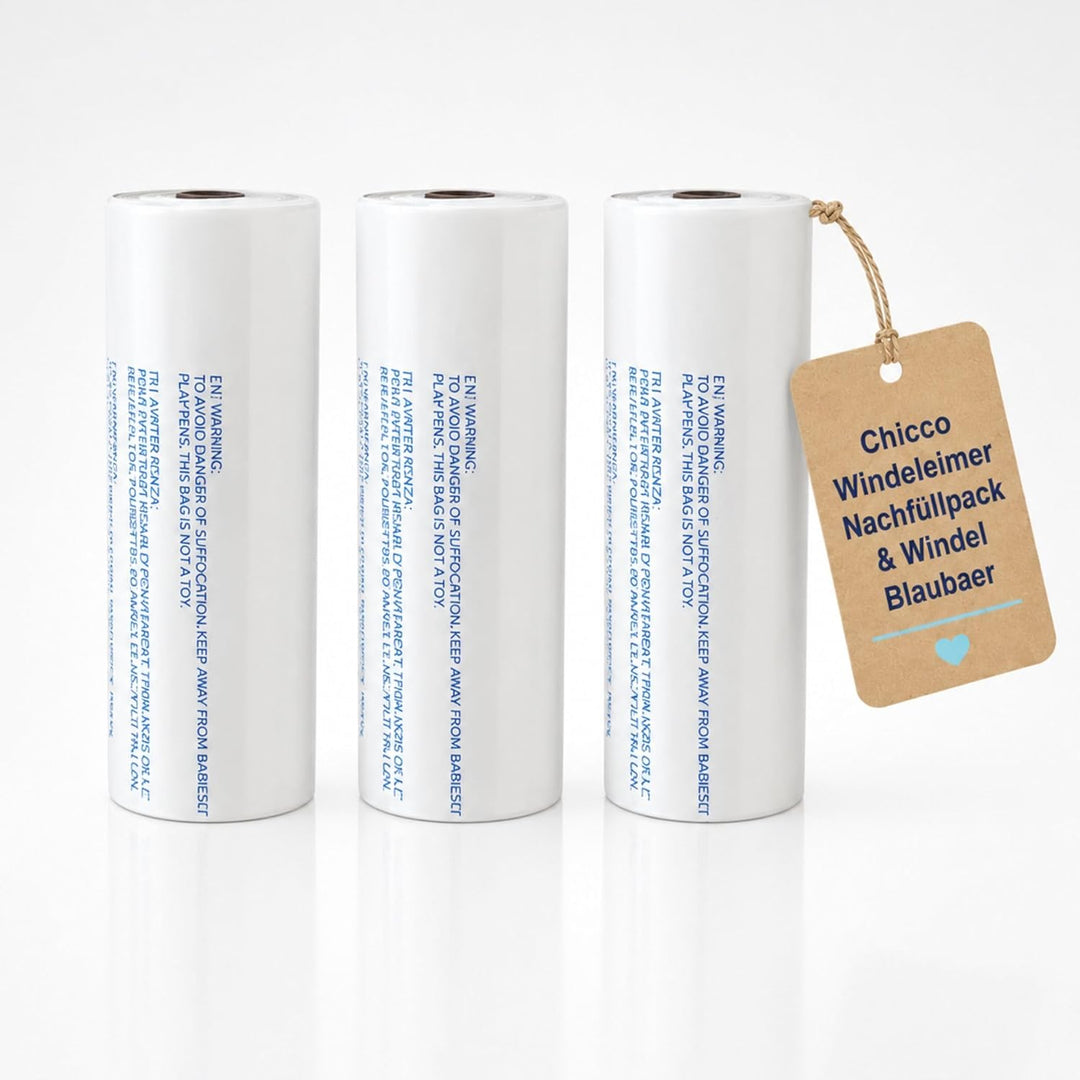 Chicco Windeleimer Nachfüllpack & Windel Blaubaer | geruchsdichte & auslaufsichere Beutel | Für saub