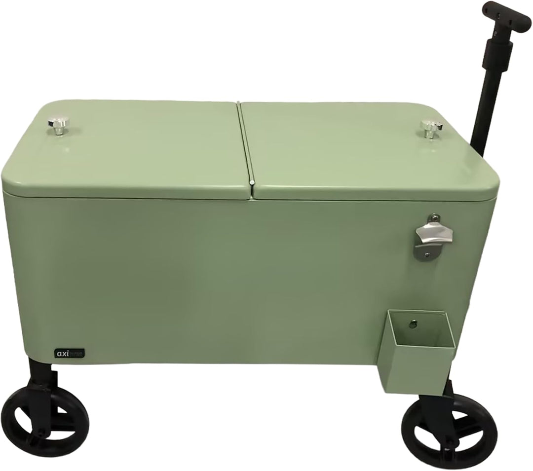 AXI Retro Getränkekühler | Bollerwagen/Kühlwagen/Kühler mit Rollen - 76 Liter | Fahrbare Kühlbox für