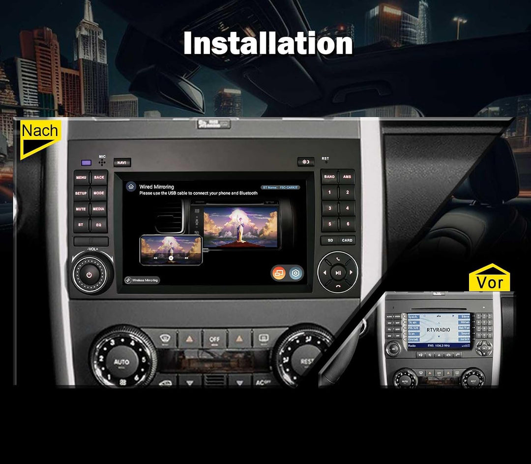Erisin Snapdragon 8 Kern 4GB+64GB Android 14 Autoradio für Mercedes A/B Klasse W169 W245 Sprinter Vi