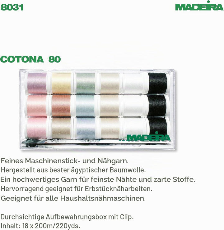 Madeira 8031 Stickbox Cotona No.80 18 Spulen 200 M