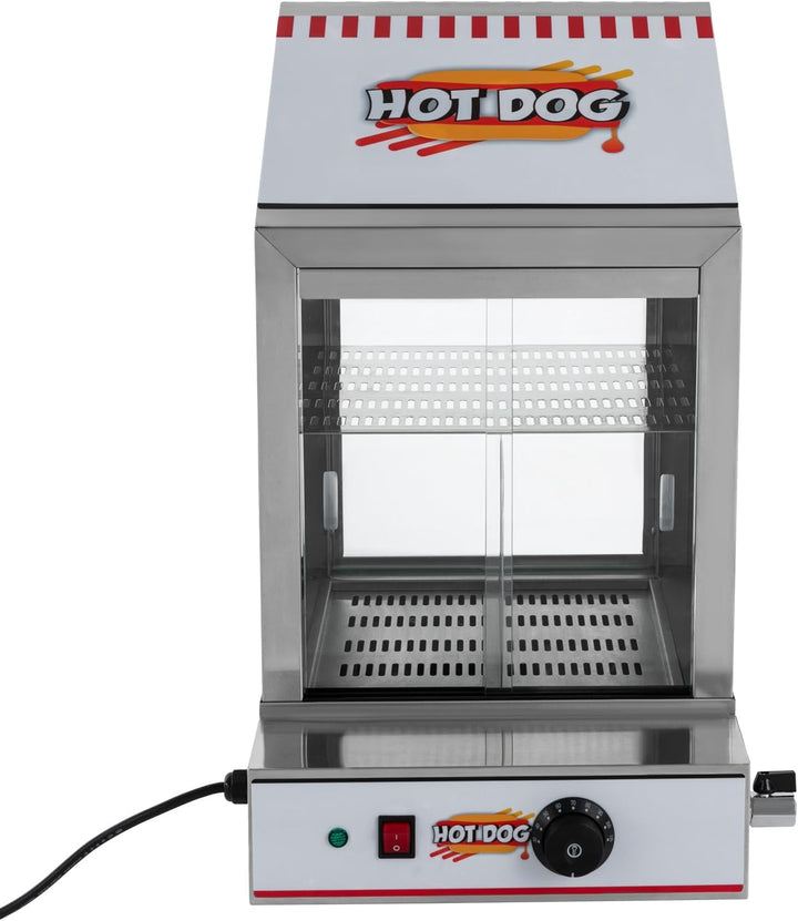 Hot Dog Dampfgarer, 40L 2-stufiger Hot Dog Hütten-Dampfgarer mit Servierzange und Ablassventil, für