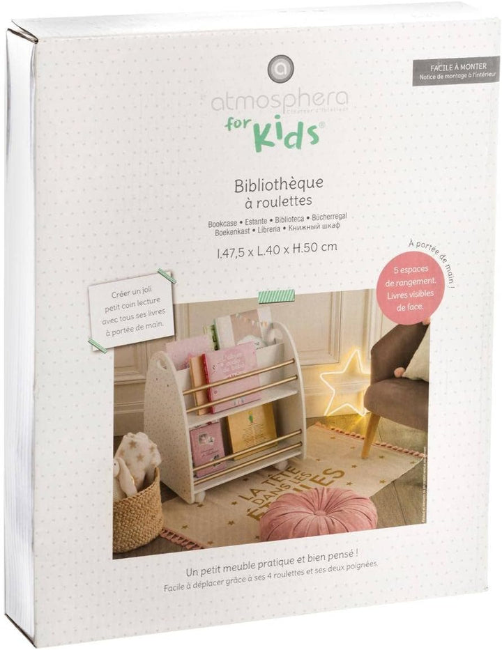 Kinderbücherregal weiss/golden - Weiss - Atmosphera créateur d'intérieur L. 47,5 x l. 40 x H. 50 cm