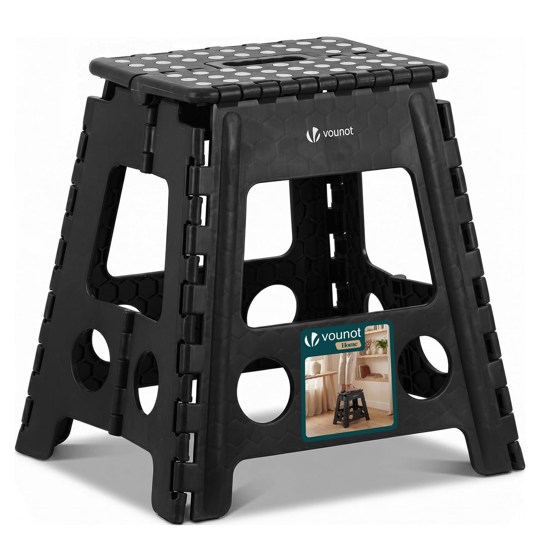 VOUNOT® Klapphocker Faltbar Rutschfester Tritthocker mit Tragegriff, Tragbarer Klapptritt Hocker für