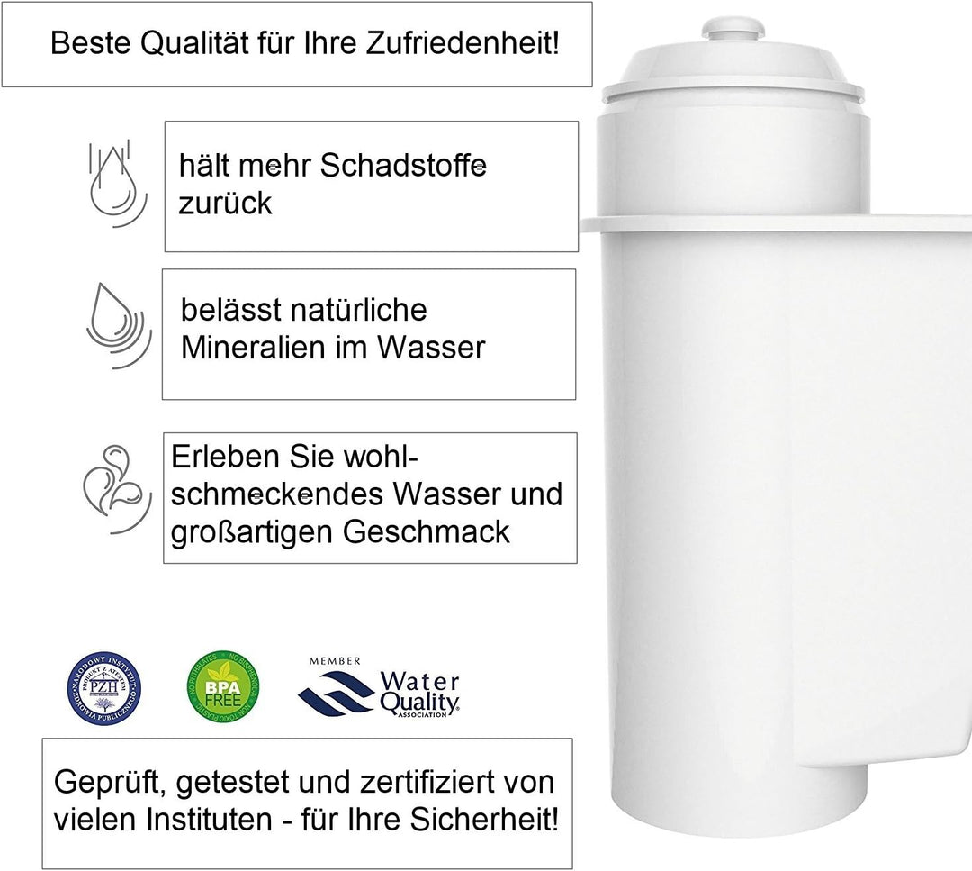 EcoAqua 5 x Wasserfilter für Bosch VeroBar Siemens EQ3 EQ5 EQ6 EQ8 +9 kompatibel mit Brita Intenza