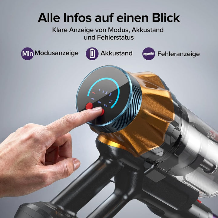 Lubluelu Akku Staubsauger Kabellos, 50kPa Saugkraft/50 Min Laufzeit, mit Selbststehend-Funktion&Anti