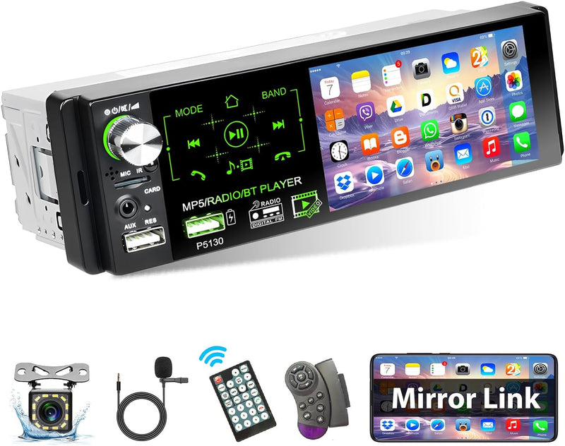 Podofo 4,1 Zoll Single Din Autoradio mit Freisprech-Bluetooth, 1 Din Autoradio Con Bildschirm Radioe