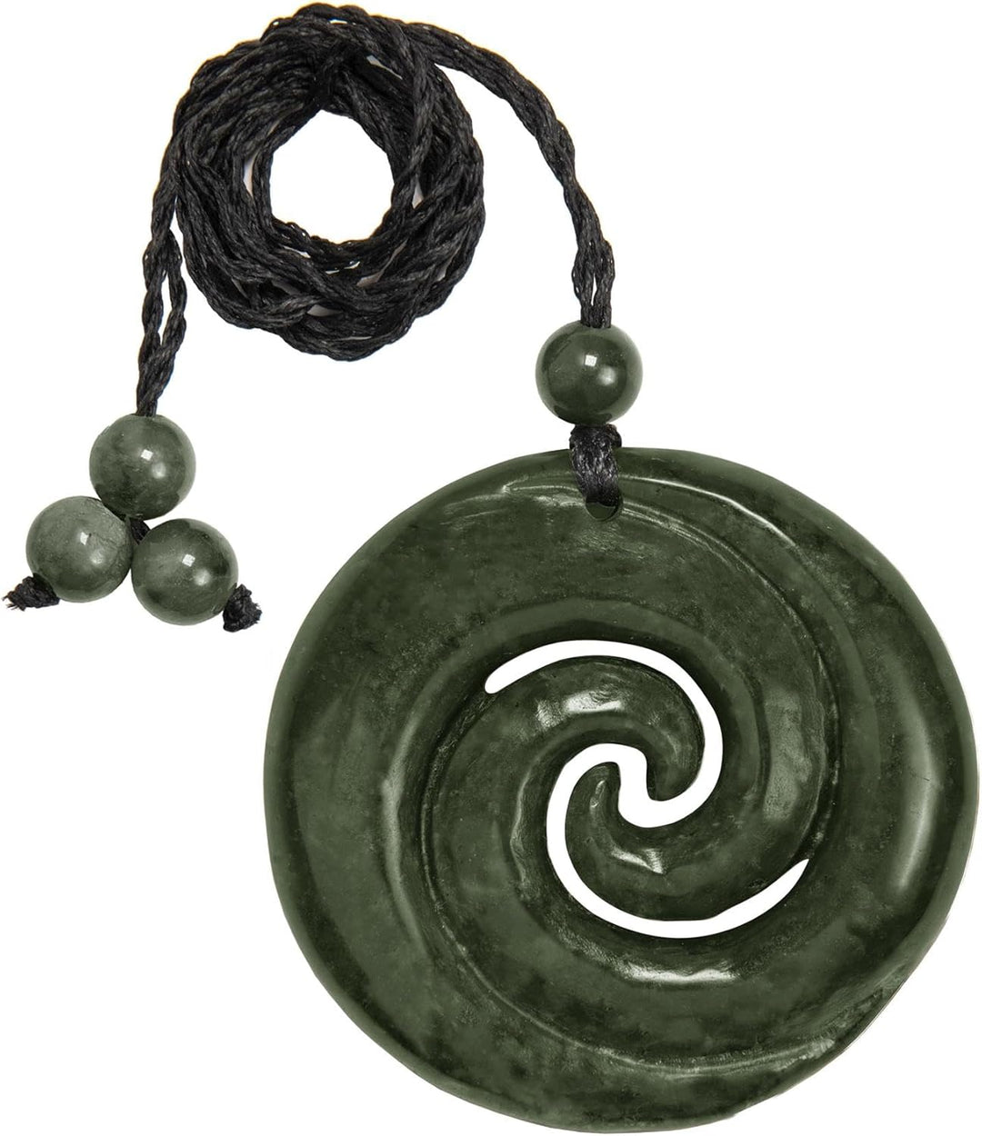 81stgeneration Anhânger Halskette Doppel Koru Runde Scheibe Handgeschnitzte Nephrit-Jade für Herren