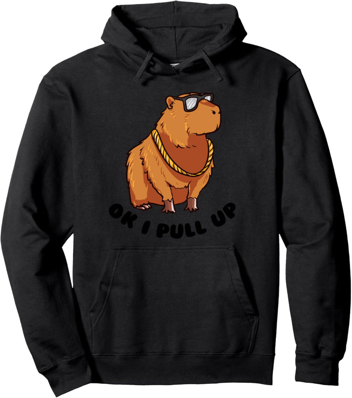 Ok I Pull Up Lustige coole Capybara mit Brille Dank Meme Pullover Hoodie
