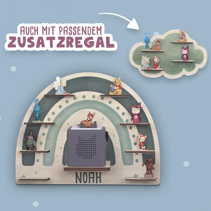 hellomini Personalisiertes Tonie Regal Jungen - Toniebox Regal mit Wunschnamen fürs Kinderzimmer - R